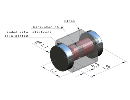 Kaca SMT Termistor NTC Enkapsulasi Cocok Untuk Digunakan Di Ruang Yang Lebih Sempit