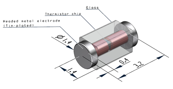 5k Surface Mount Glass Encapsulated NTC Thermistor Untuk Unit IGBT
