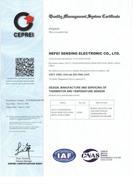 Cina Hefei Sensing Electronic Co.,LTD Sertifikasi